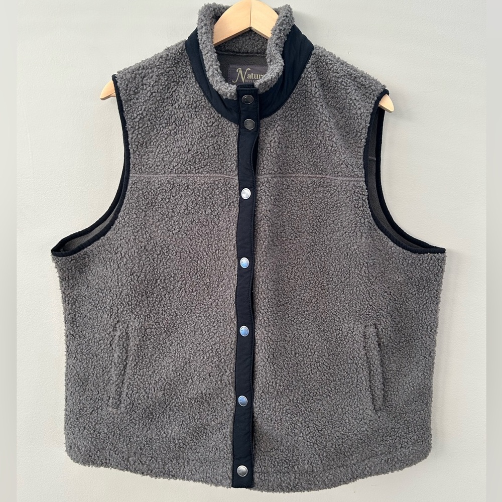 Natural Reflections Sherpa Snap Front Cozy Winter Easy Layering Roomy Vest